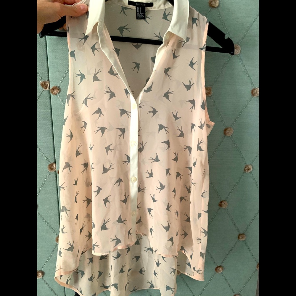 Forever 21 High Low Button Down Blouse